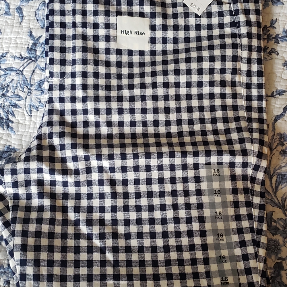 Gingham High-Waisted Pixie Full-Length Pants